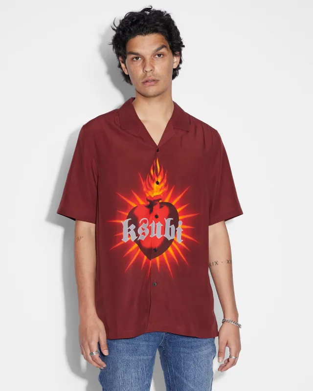 HEART RESORT SS SHIRT CRIMSON sold by Ksubi