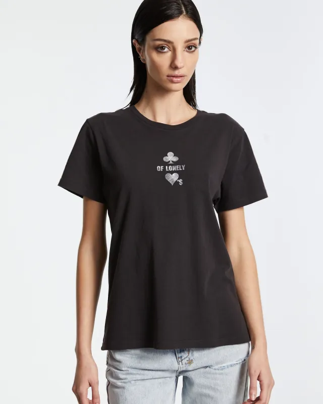 LONELY HEART KLASSIC SS TEE FADED BLACK sold by Ksubi