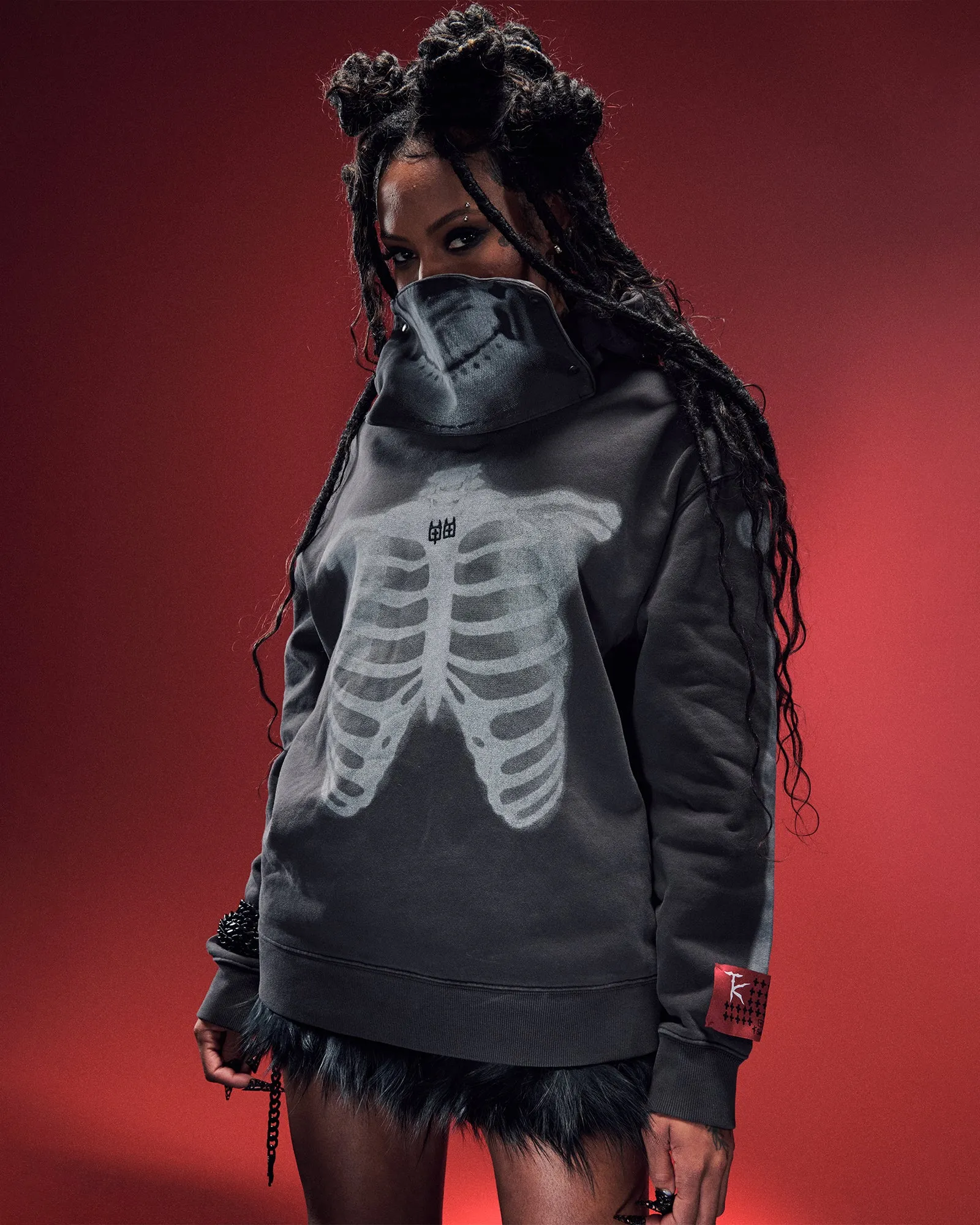 SKELETON BIGGIE HOODIE FADED BLACK sold by Ksubi product image thumbnail 2