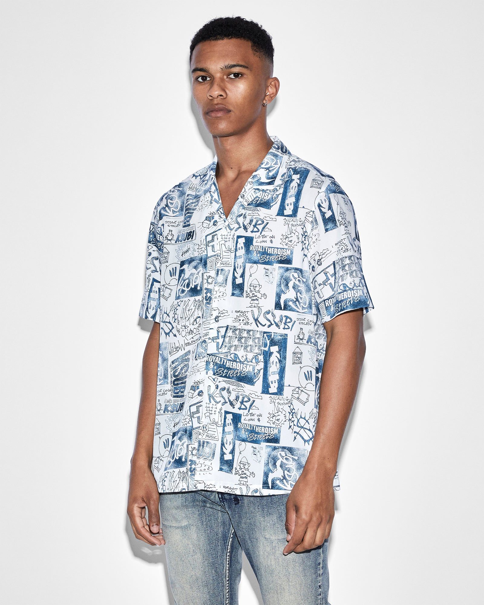 MASH UP RESORT SHIRT WHITE sold by Ksubi