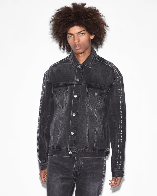 OH G JACKET METALIK STRIPE BLACK sold by Ksubi