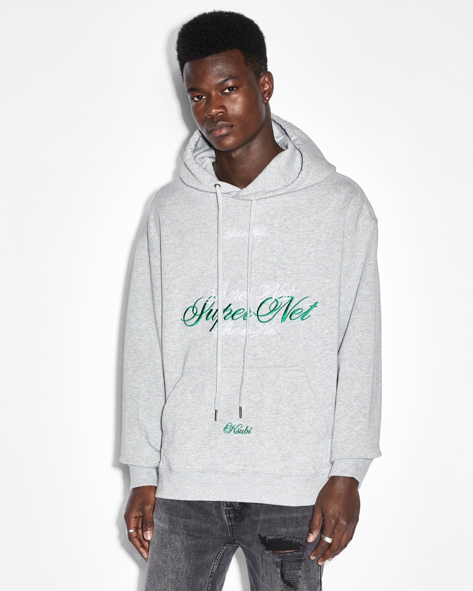 SCRIPTED BIGGIE HOODIE GREY MARLE sold by Ksubi