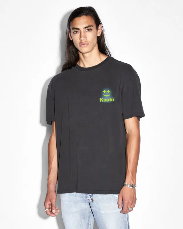 HAPPY GLOW BIGGIE SS TEE FADED BLACK sold by Ksubi