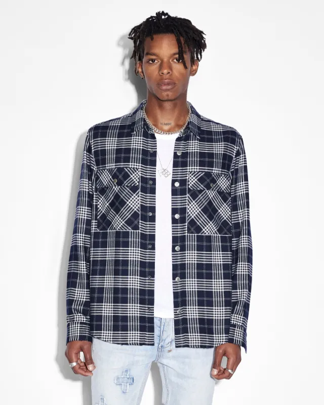 PARADOX LS SHIRT NAVY FADE sold by Ksubi