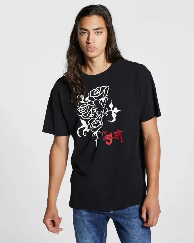 ROSE BIGGIE SS TEE JET BLACK sold by Ksubi