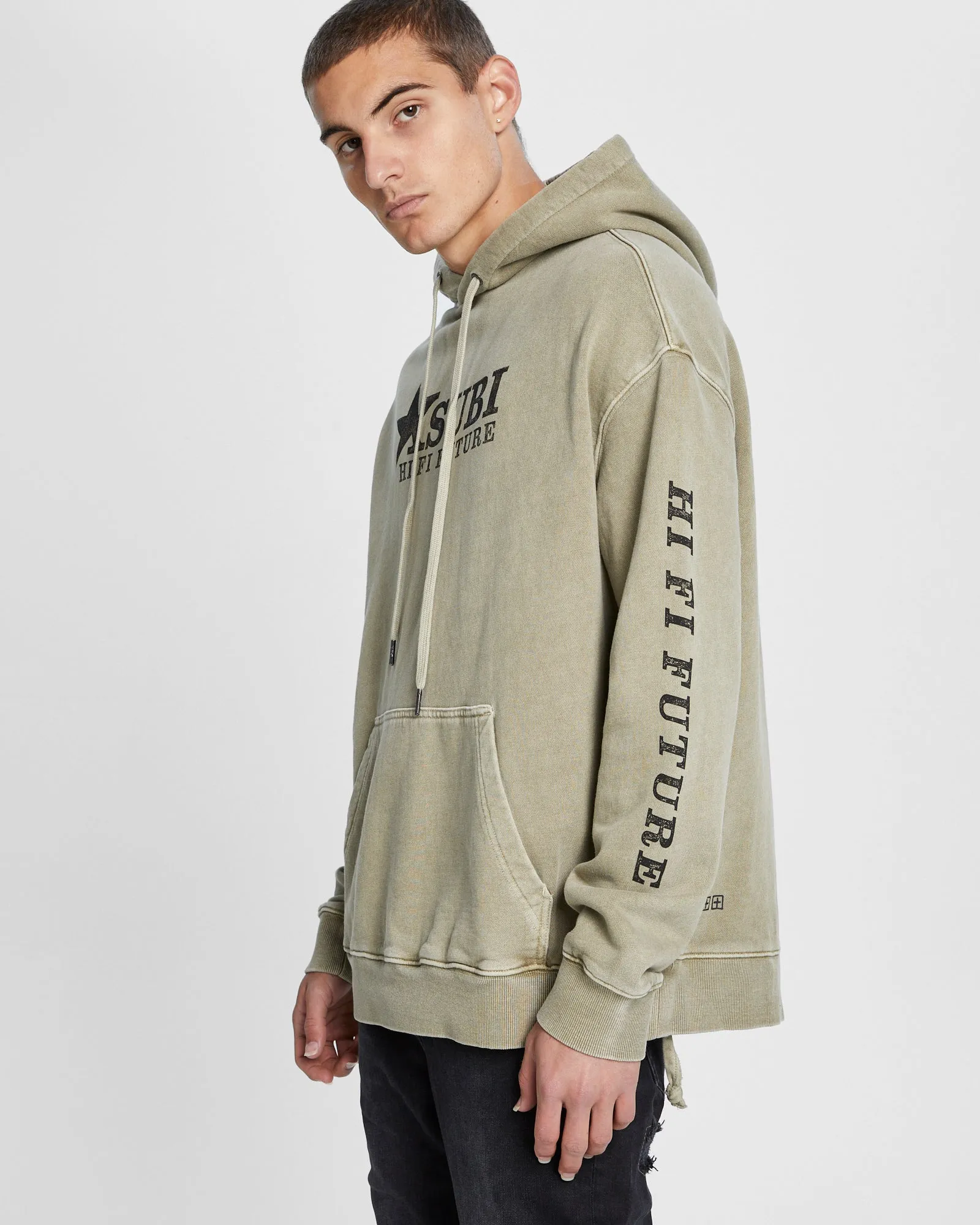 HI FI BIGGIE HOODIE FADED KHAK sold by Ksubi product image thumbnail 4
