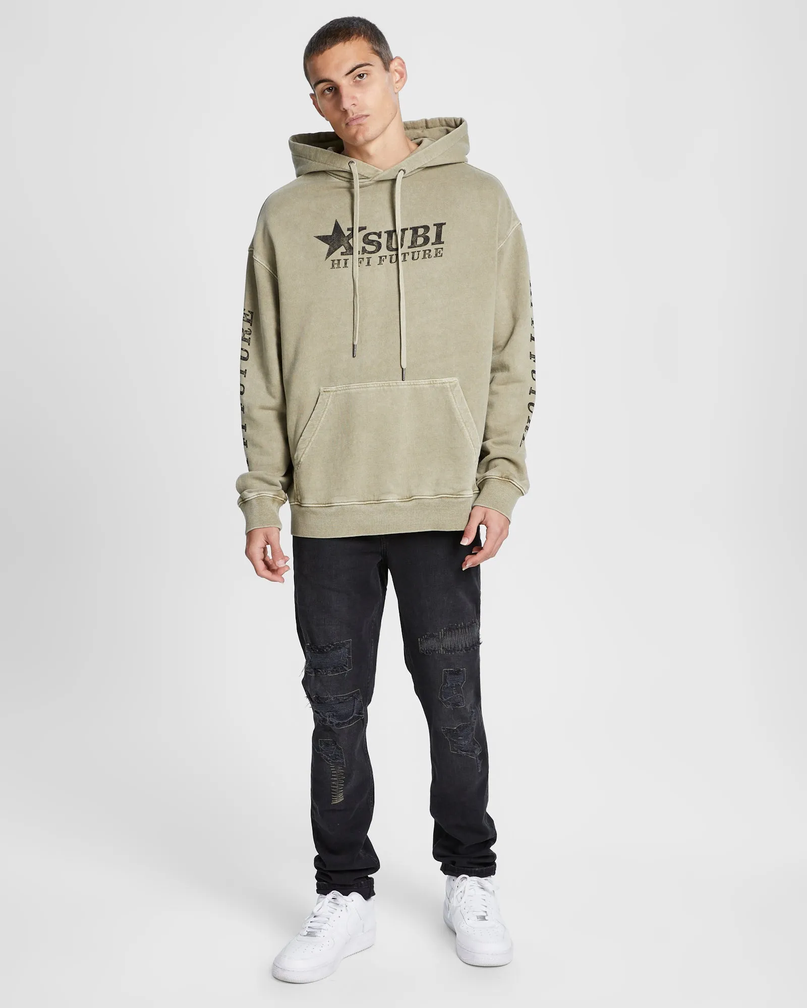 HI FI BIGGIE HOODIE FADED KHAK sold by Ksubi product image thumbnail 2