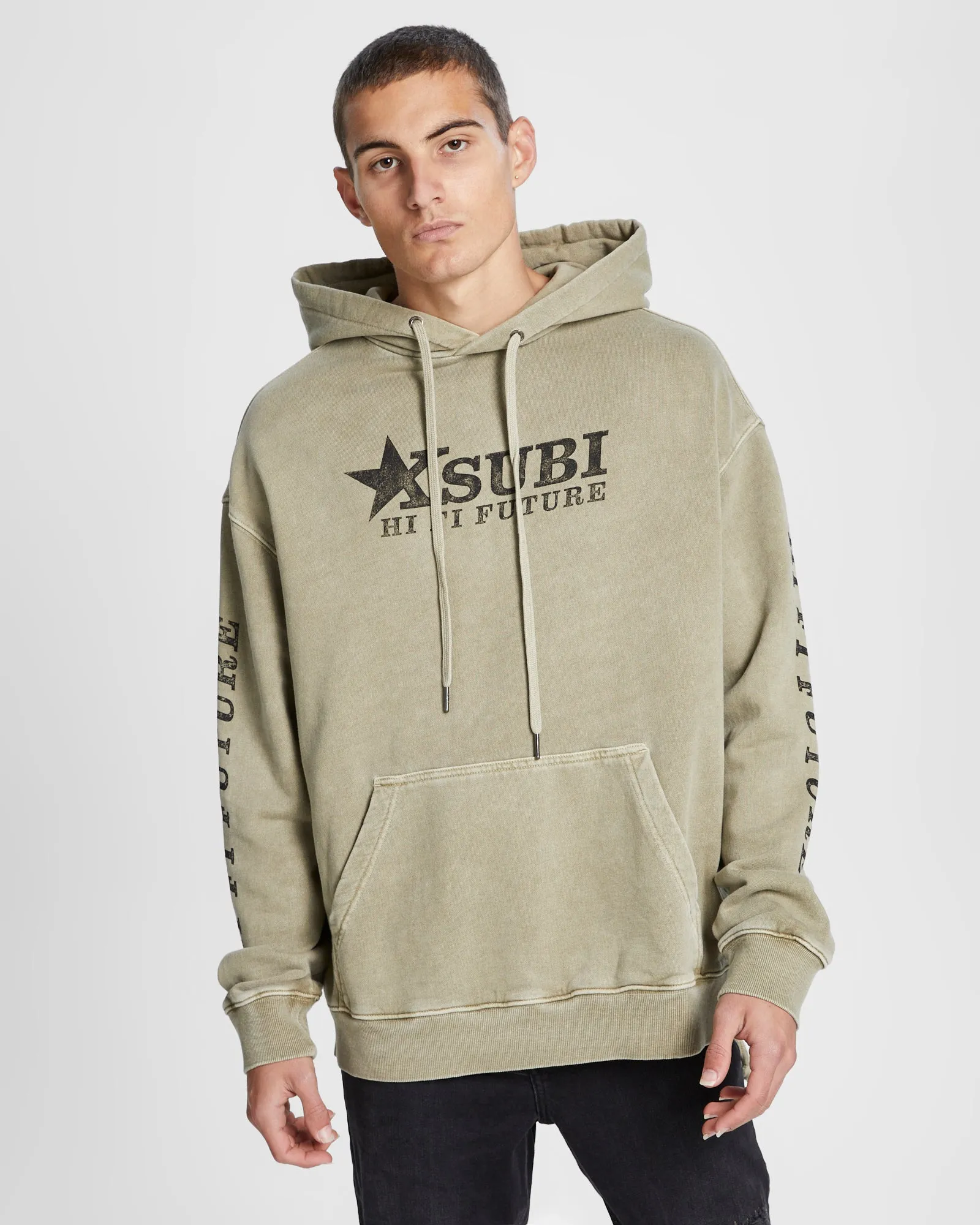 HI FI BIGGIE HOODIE FADED KHAK sold by Ksubi
