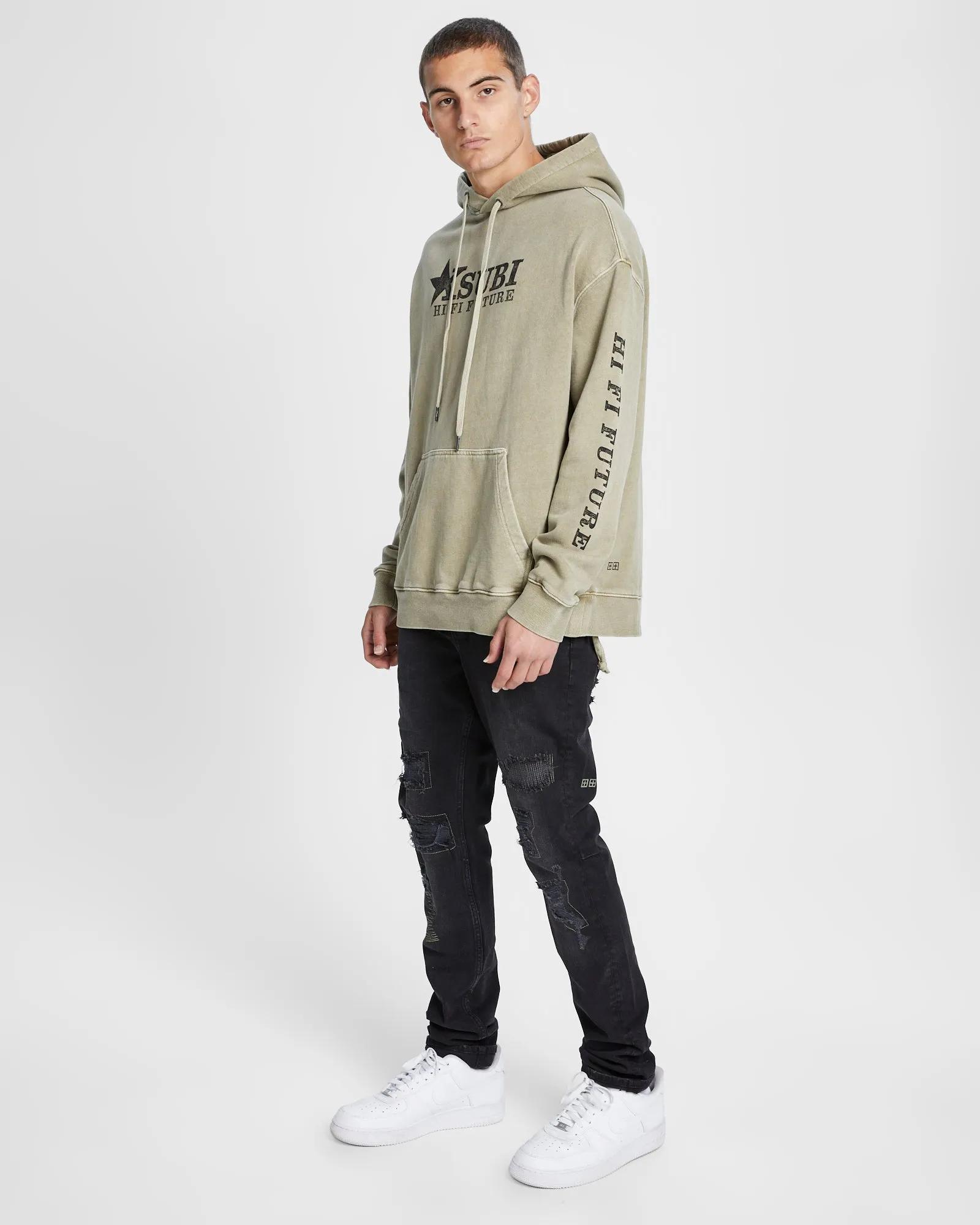 HI FI BIGGIE HOODIE FADED KHAK sold by Ksubi product image thumbnail 5