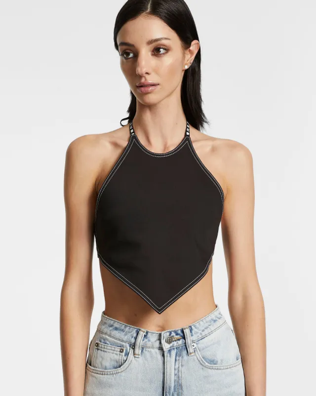 CALL ME HALTER TOP BLACK sold by Ksubi
