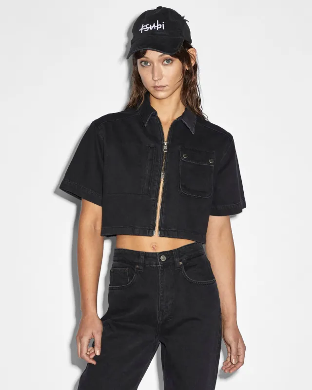 BOXY CROP SS SHIRT BLACK sold by Ksubi