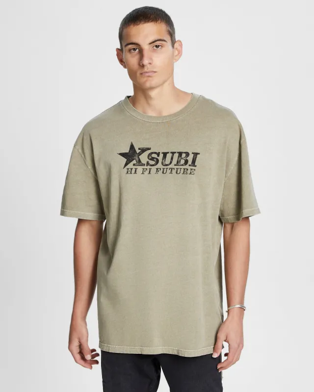HI FI BIGGIE SS TEE FADED KHAK sold by Ksubi