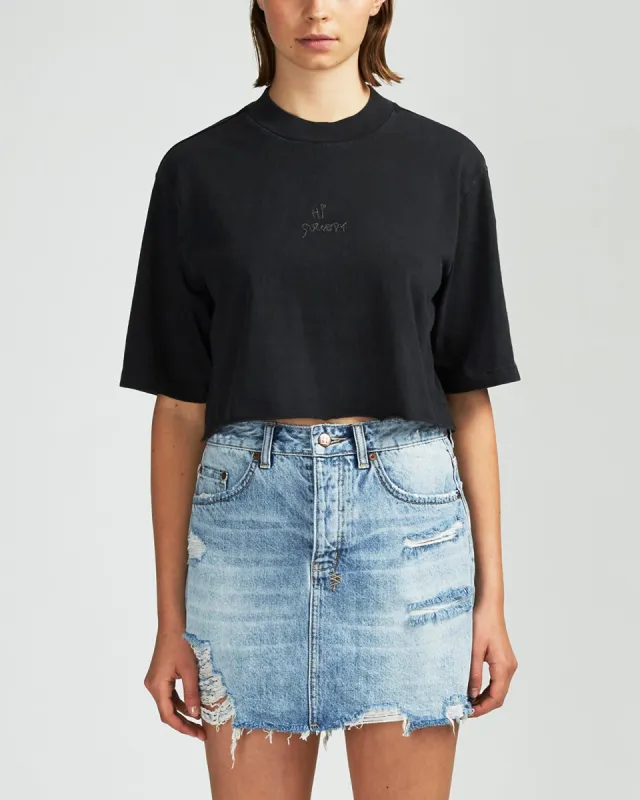 HI SOCIETY CROP SS TEE BACK TO BLACK sold by Ksubi