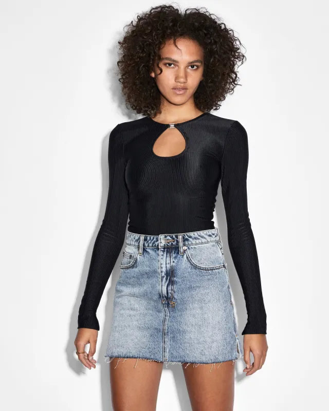 CHARMED KEYHOLE LS TOP BLACK sold by Ksubi