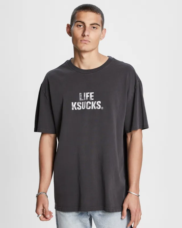 KSUCKS BIGGIE SS TEE FADED BLACK sold by Ksubi