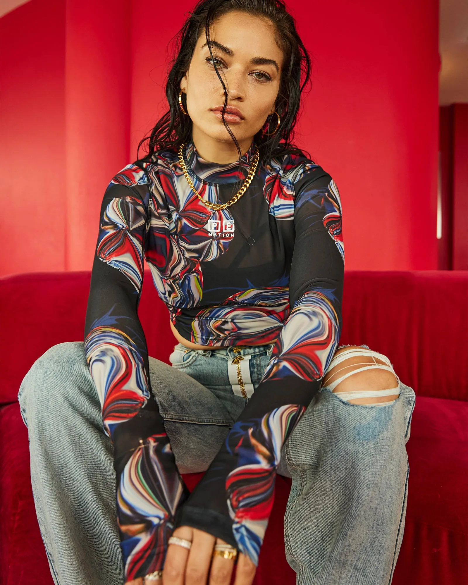 KSUBI X P.E NATION LS CROP WARPED sold by Ksubi product image thumbnail 2