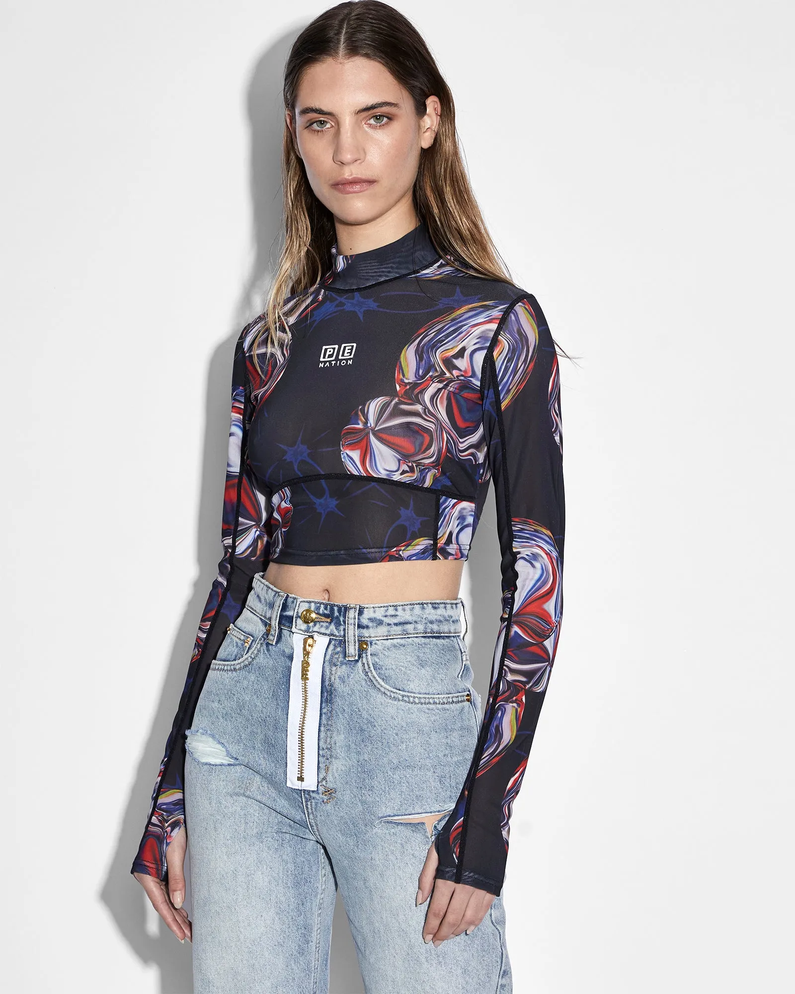 KSUBI X P.E NATION LS CROP WARPED sold by Ksubi