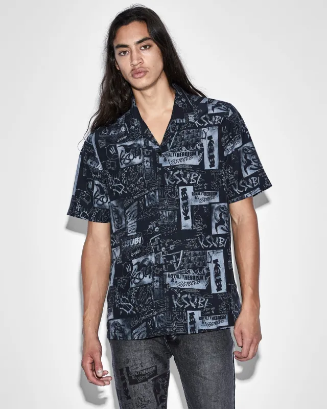 MASH UP RESORT SHIRT BLACK sold by Ksubi