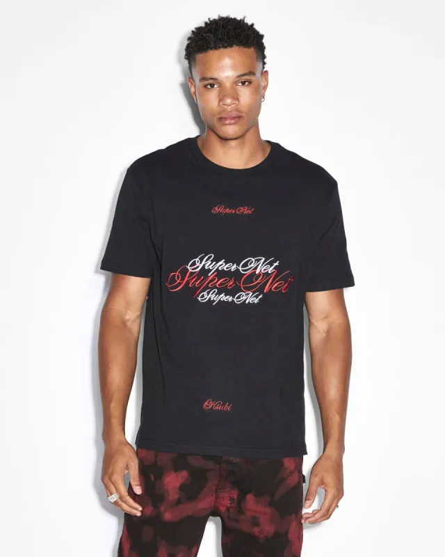 SCRIPTED KASH SS TEE RED/BLACK sold by Ksubi