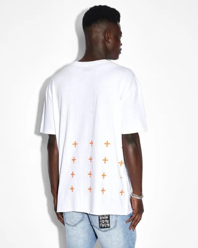 4X4 BIGGIE SS TEE WHITE ORANGE sold by Ksubi