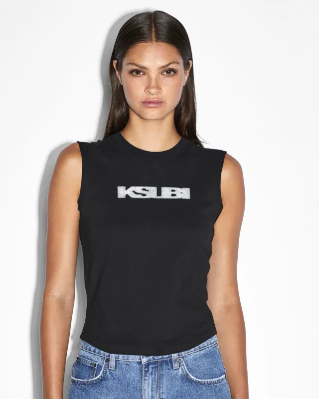 CHROME RAGLAN TANK BLACK sold by Ksubi