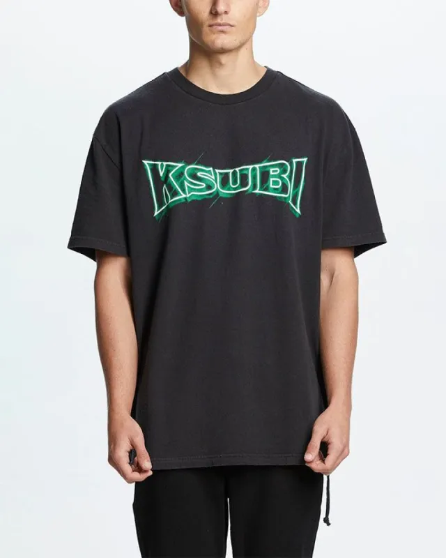 NEON KASH SS TEE JET BLACK sold by Ksubi
