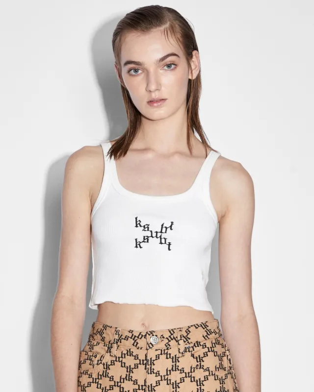 IMPRINT CROPPED ARISE TANK WHITE sold by Ksubi