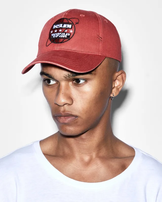 WORLD TOUR CAP WASHED RED sold by Ksubi