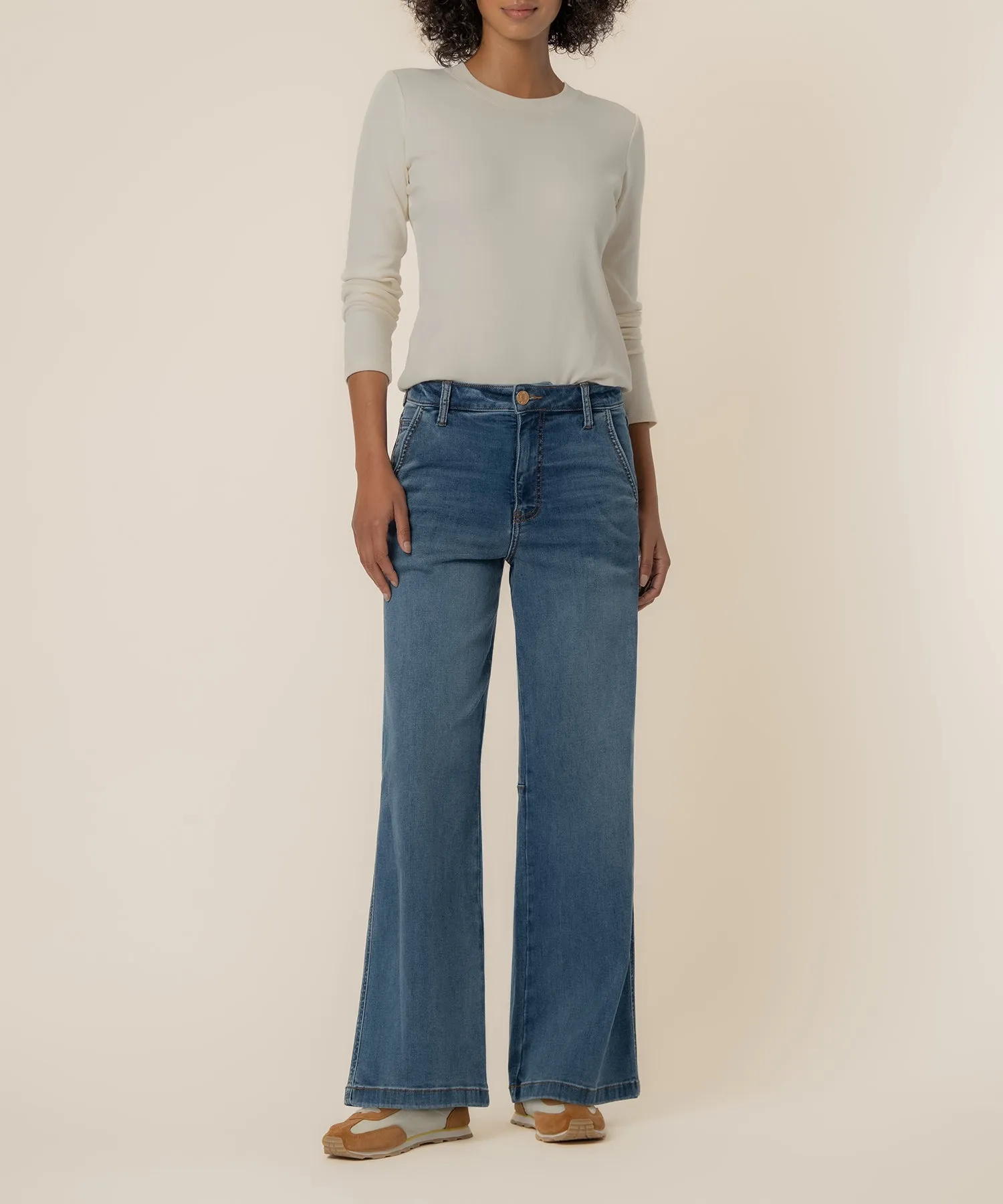Meg High Rise Wide Leg, Long Inseam in Acutely Wash sold by Kut from the Kloth