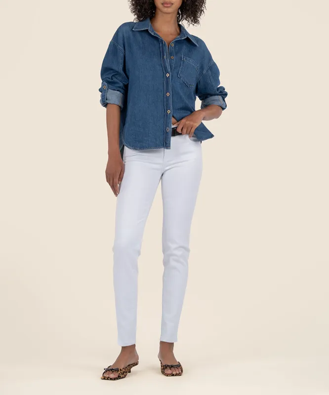 Diana Mid Rise Relaxed Fit Skinny in Optic White made by Kut from the Kloth