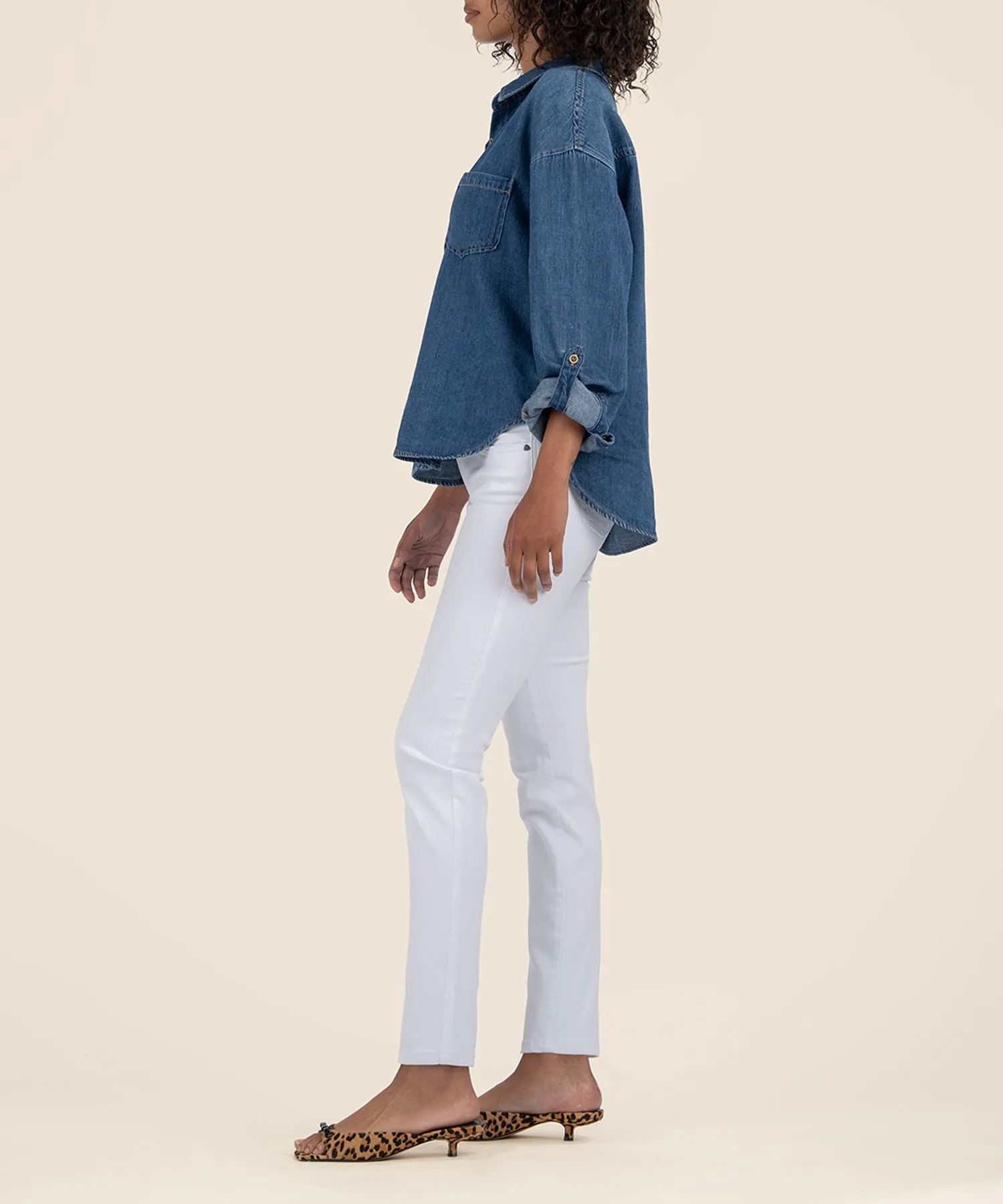 Diana Mid Rise Relaxed Fit Skinny in Optic White sold by Kut from the Kloth product image thumbnail 2