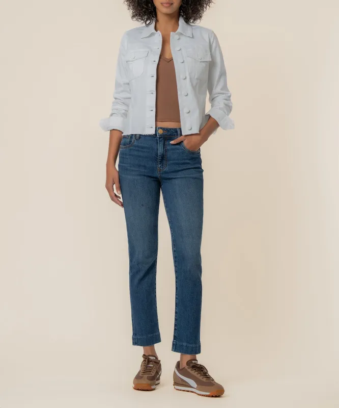 Kara Denim Jacket in Optic White made by Kut from the Kloth