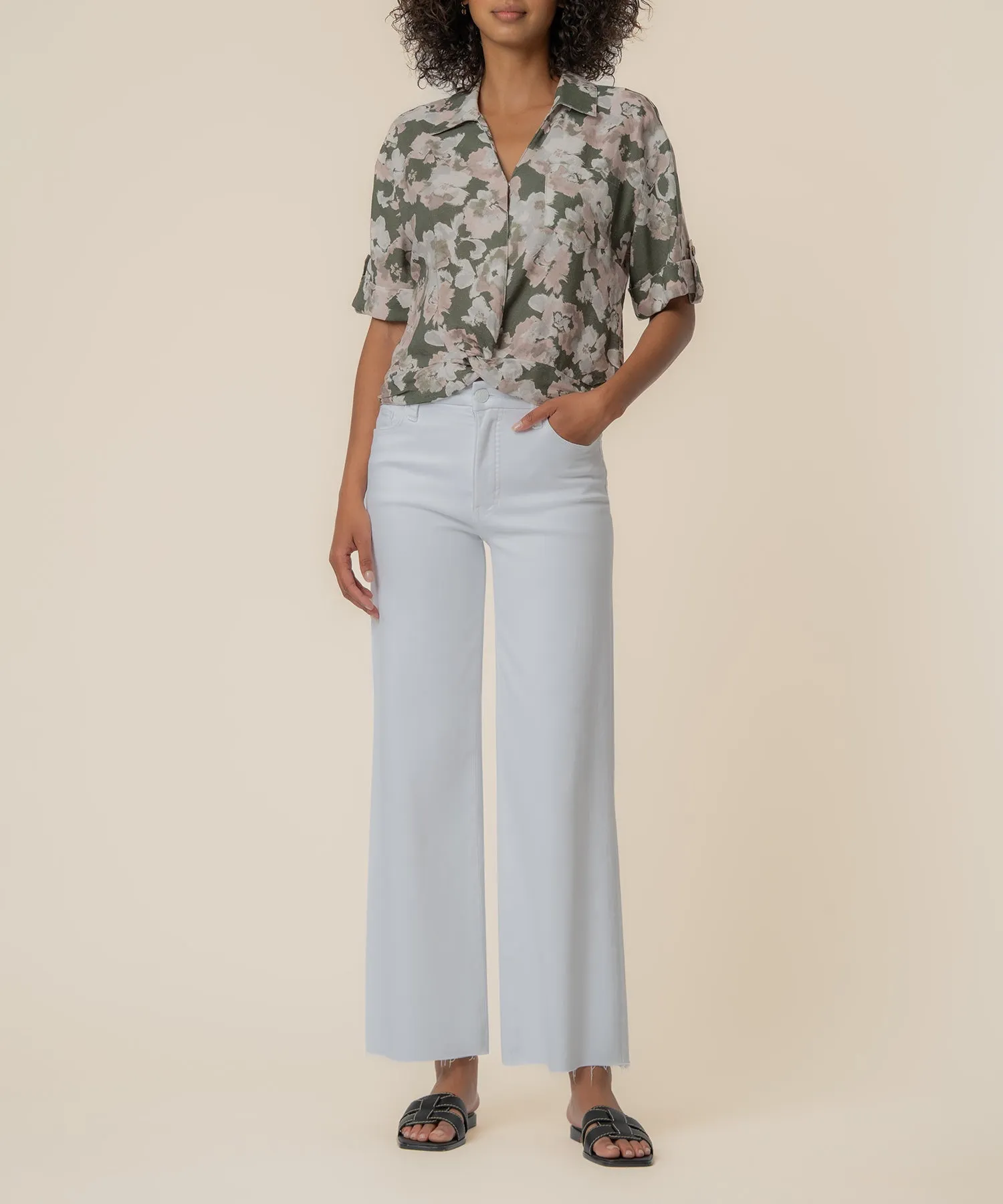 Rebel Linen Knot Front Shirt sold by Kut from the Kloth