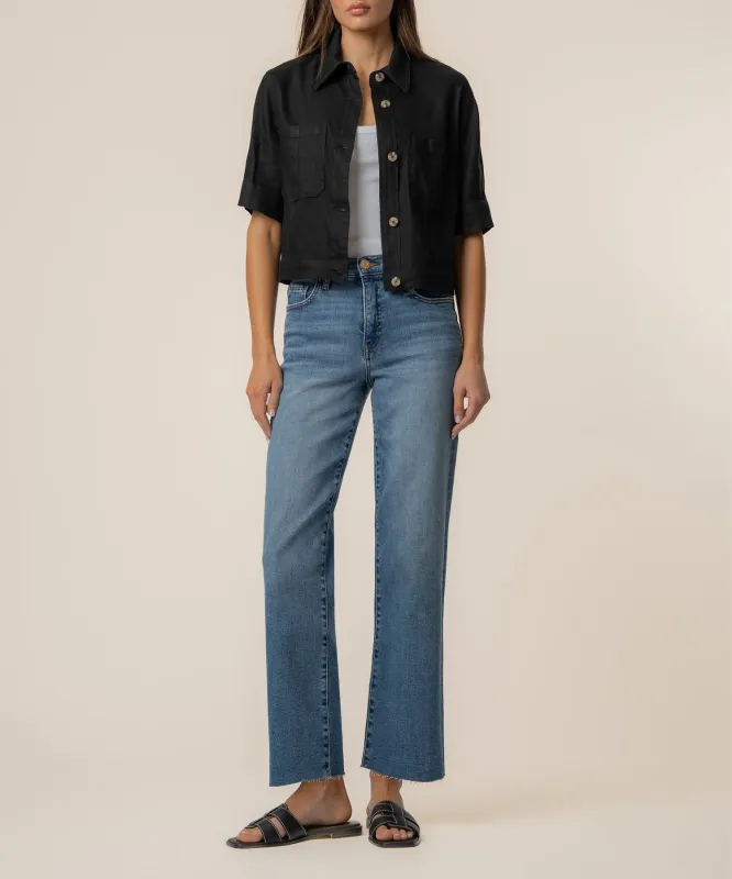 Finly Linen Jacket in Black made by Kut from the Kloth