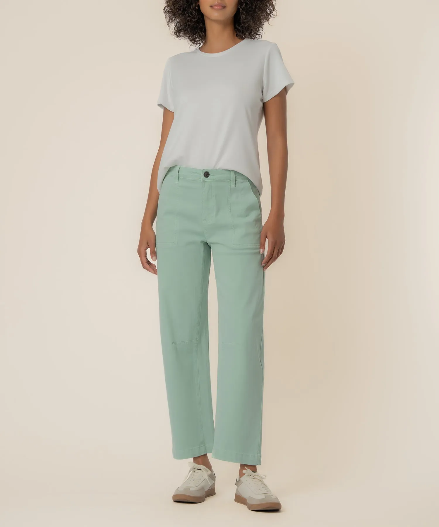 Ashton High Rise Wide Leg Barrel, Exclusive in Pistachio sold by Kut from the Kloth