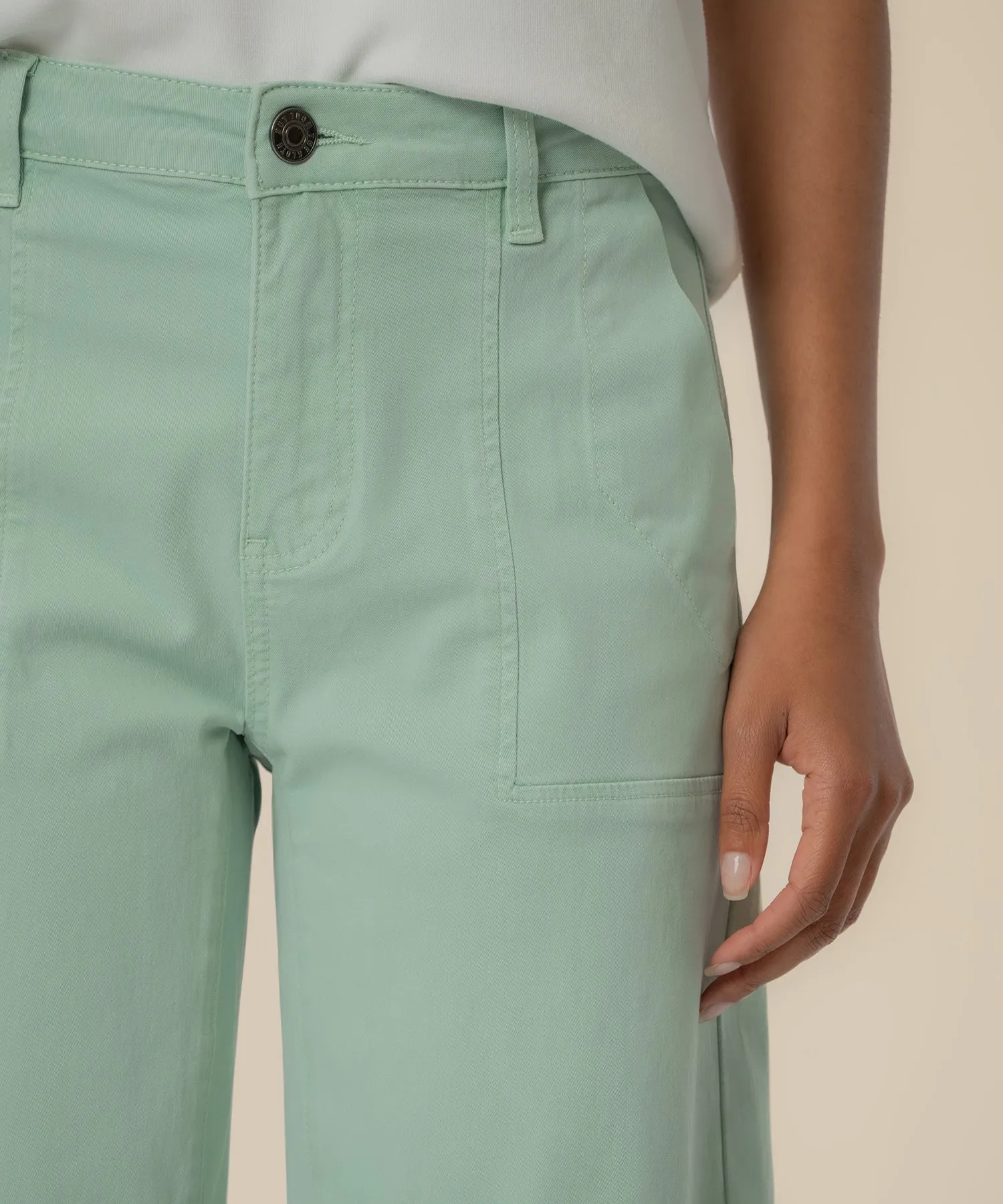 Ashton High Rise Wide Leg Barrel, Exclusive in Pistachio sold by Kut from the Kloth product image thumbnail 4