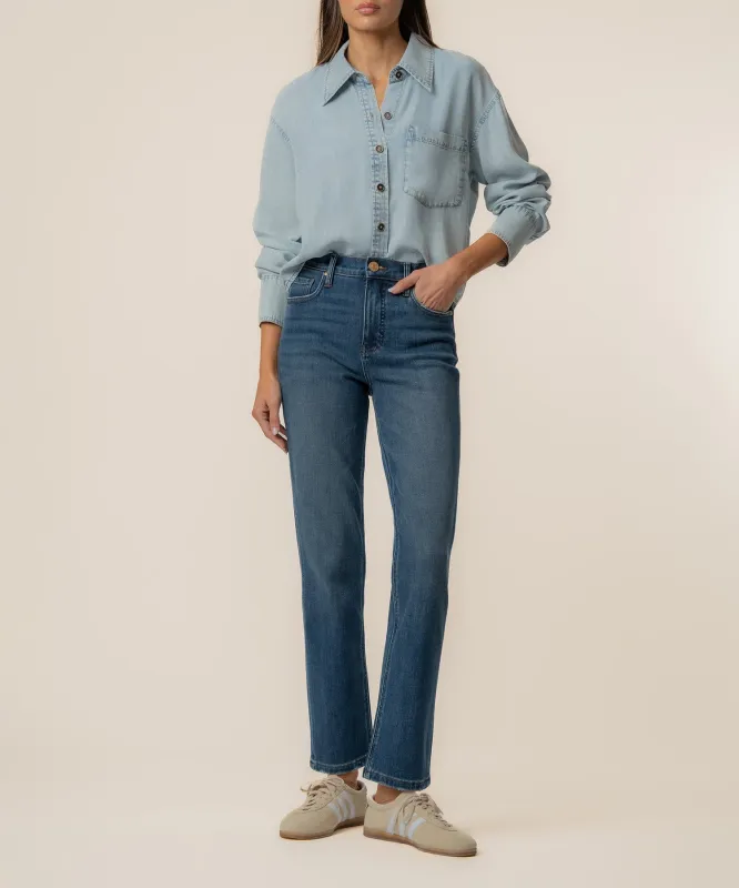 Alyssa Denim Shirt in Zappy Wash made by Kut from the Kloth