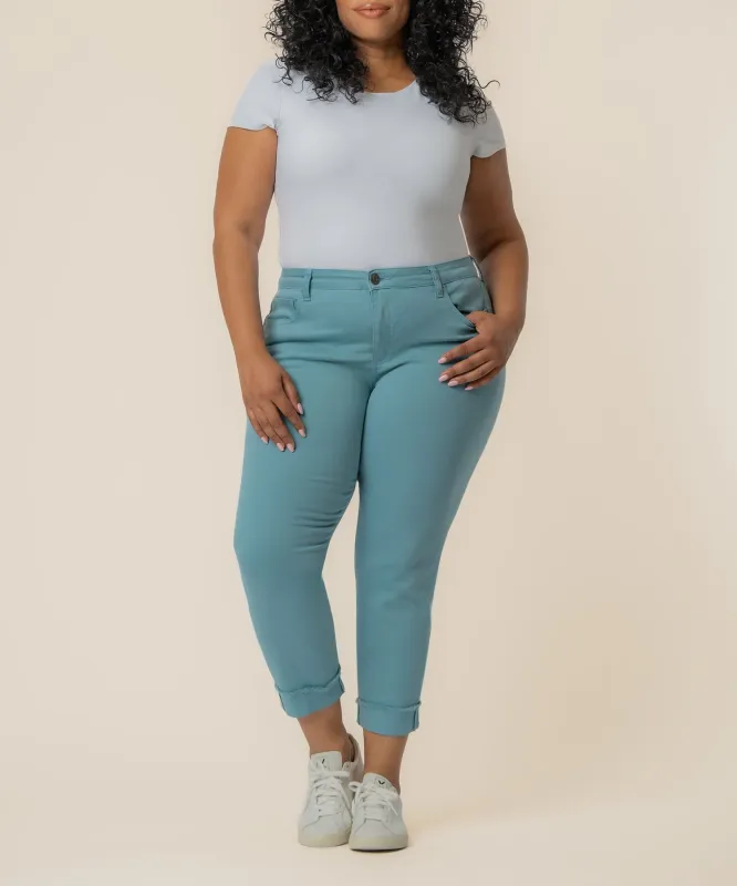 Amy Mid Rise Crop Straight Leg, Plus in Cyan made by Kut from the Kloth