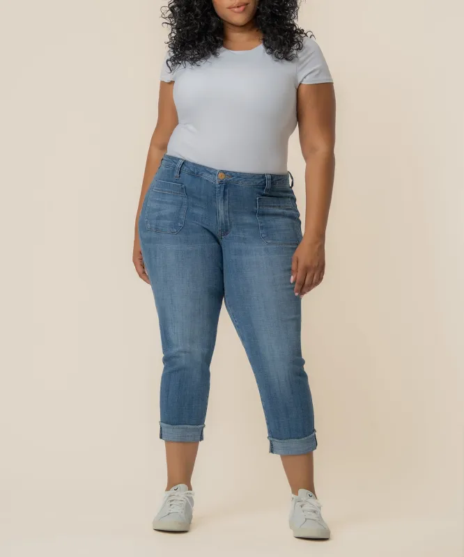 Amy Mid Rise Crop Straight Leg, Plus in Attractive Wash made by Kut from the Kloth