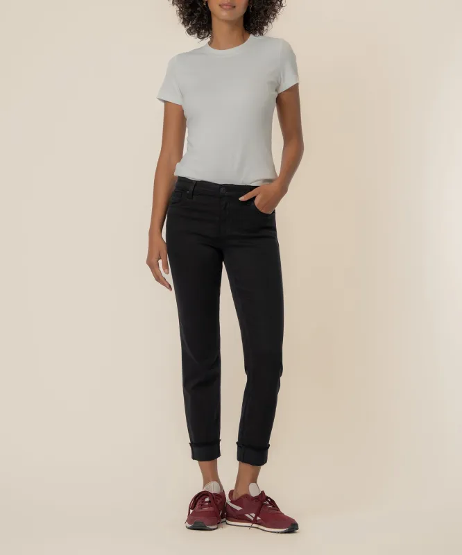 Amy Mid Rise Crop Straight, Petite in Black made by Kut from the Kloth