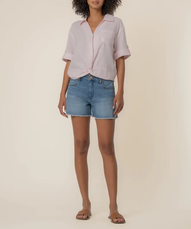 Rebel Linen Knot Front Shirt made by Kut from the Kloth