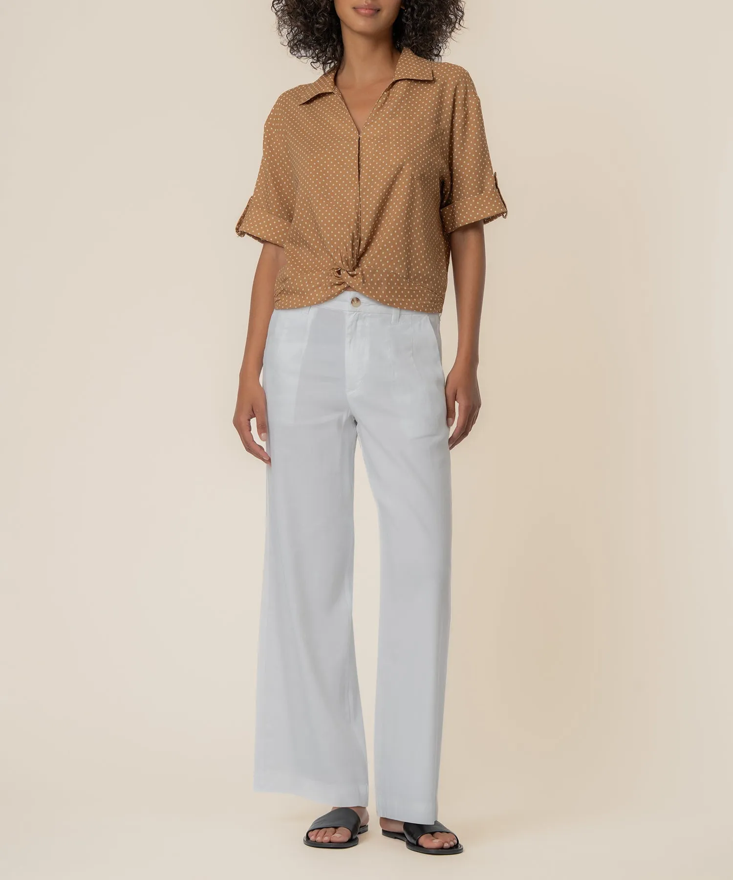 Rebel Linen Knot Front Shirt sold by Kut from the Kloth