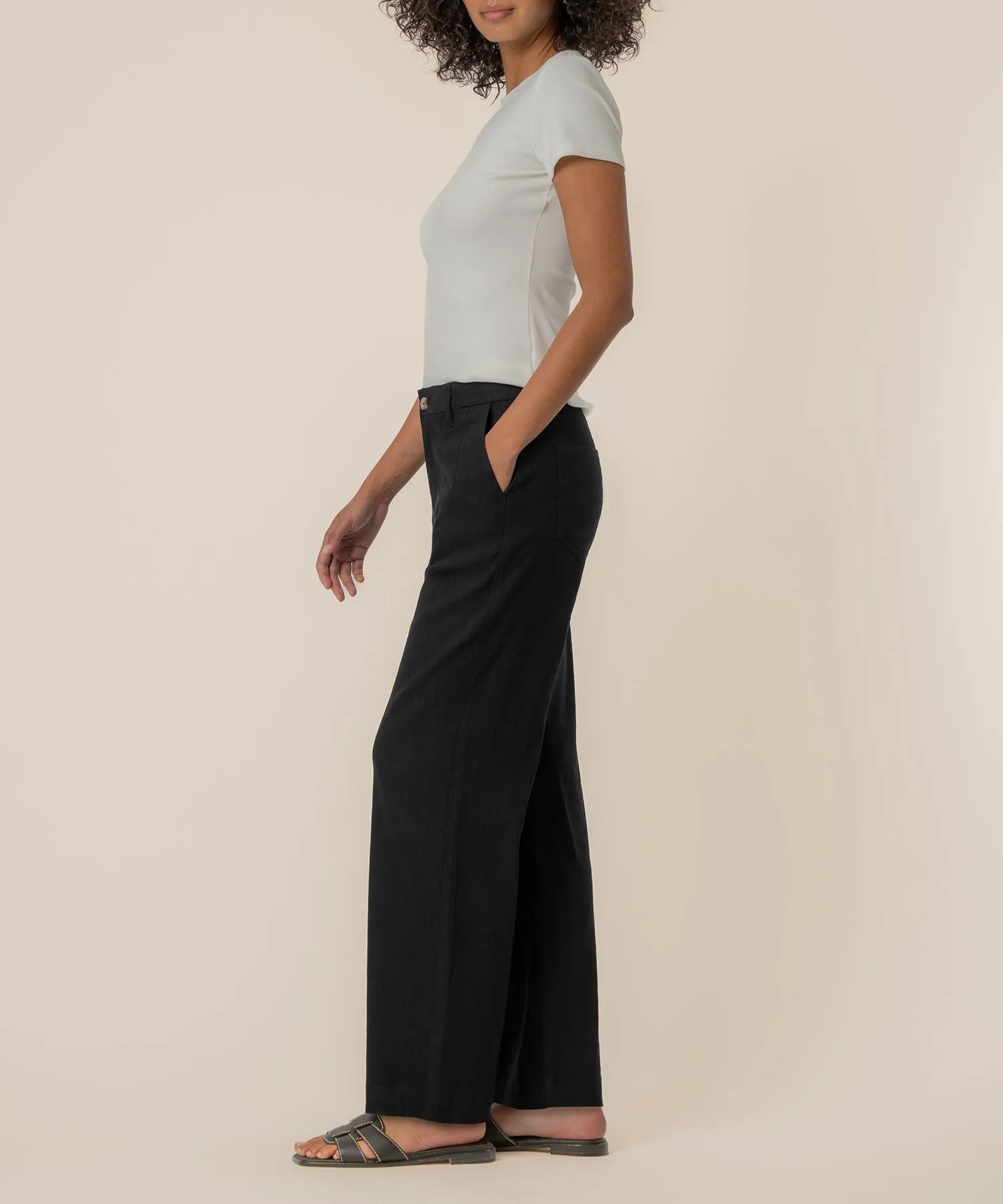 Meg Linen High Rise Wide Straight Leg in Black sold by Kut from the Kloth product image thumbnail 2