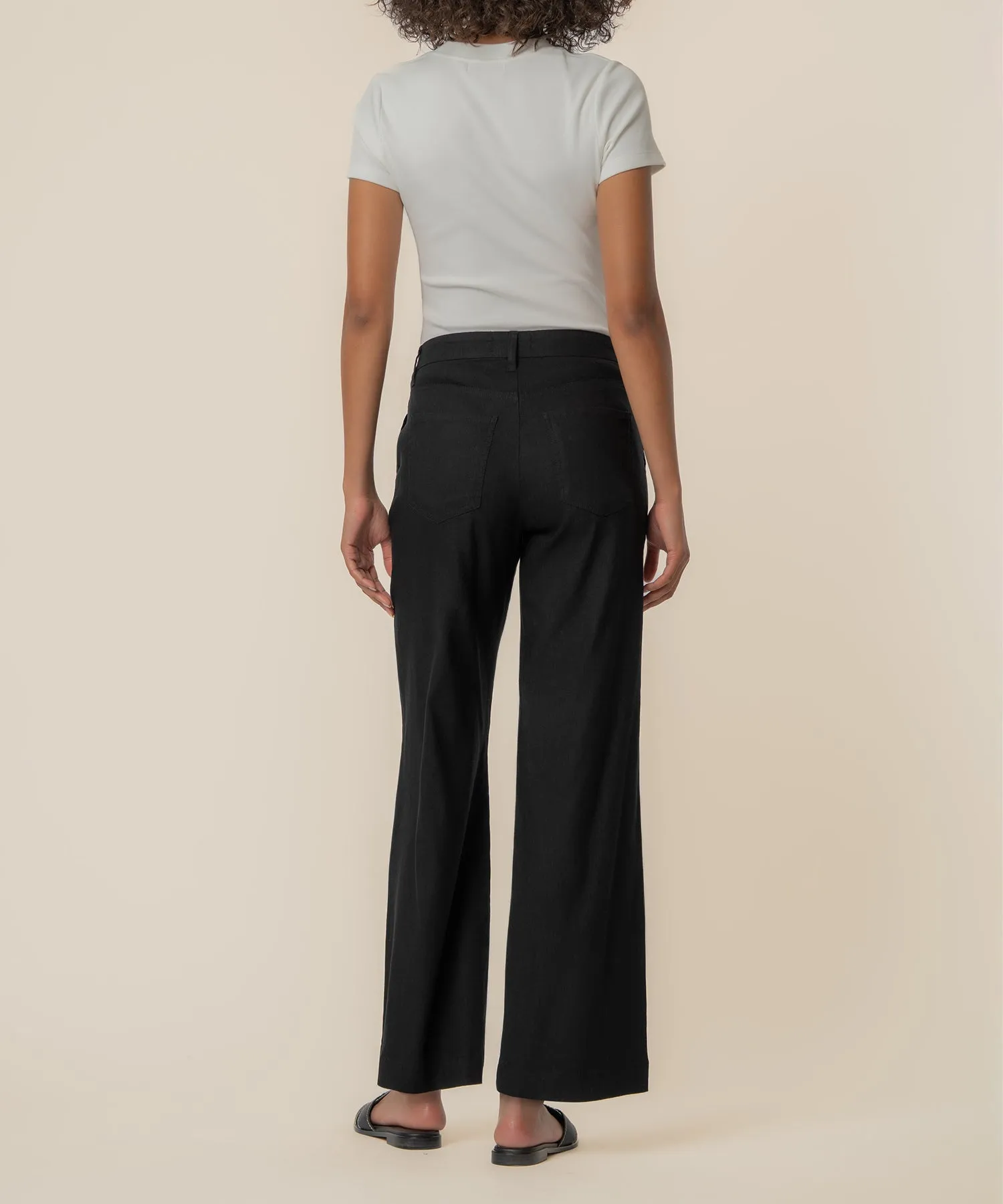 Meg Linen High Rise Wide Straight Leg in Black sold by Kut from the Kloth product image thumbnail 3