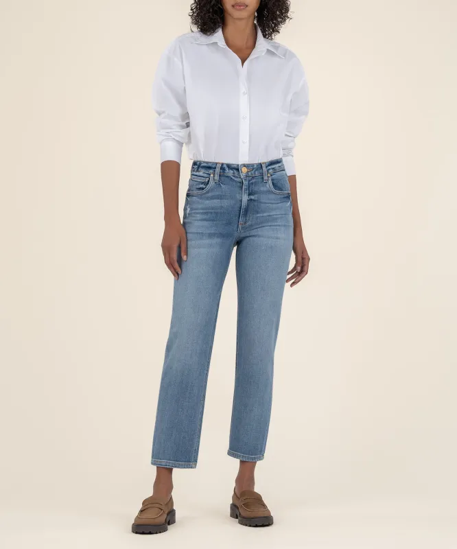 Elizabeth High Rise Crop Straight, Exclusive in Fair Wash made by Kut from the Kloth