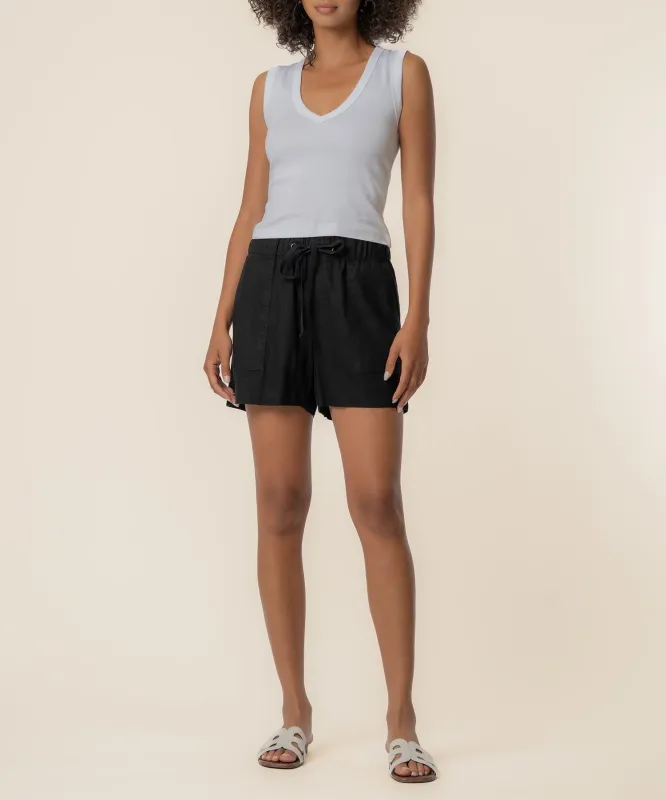 Katana Linen Drawstring Short in Black made by Kut from the Kloth