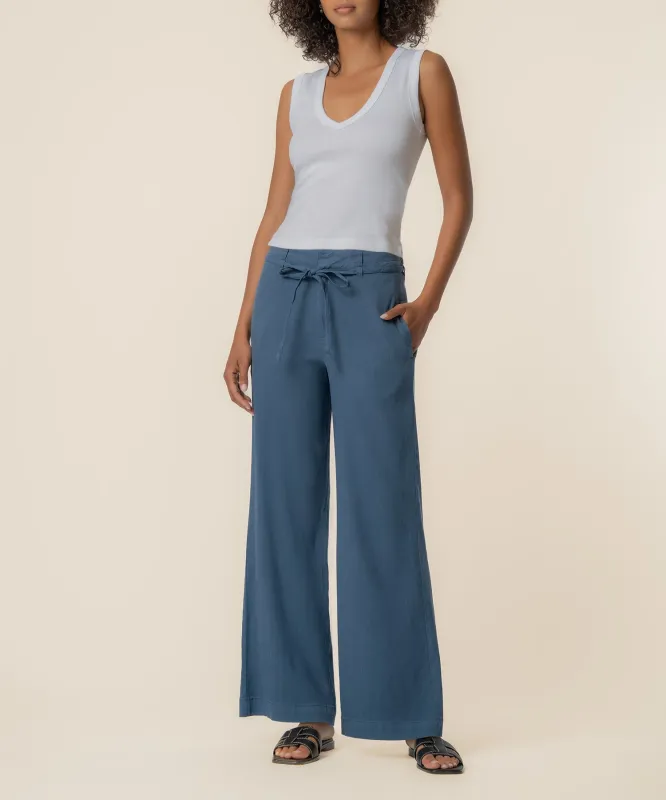 Meg Linen Wide Leg Pant in Coastal Blue made by Kut from the Kloth