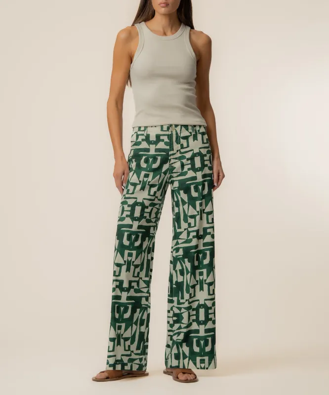Meg Linen Wide Leg Pant in Forest Olive made by Kut from the Kloth