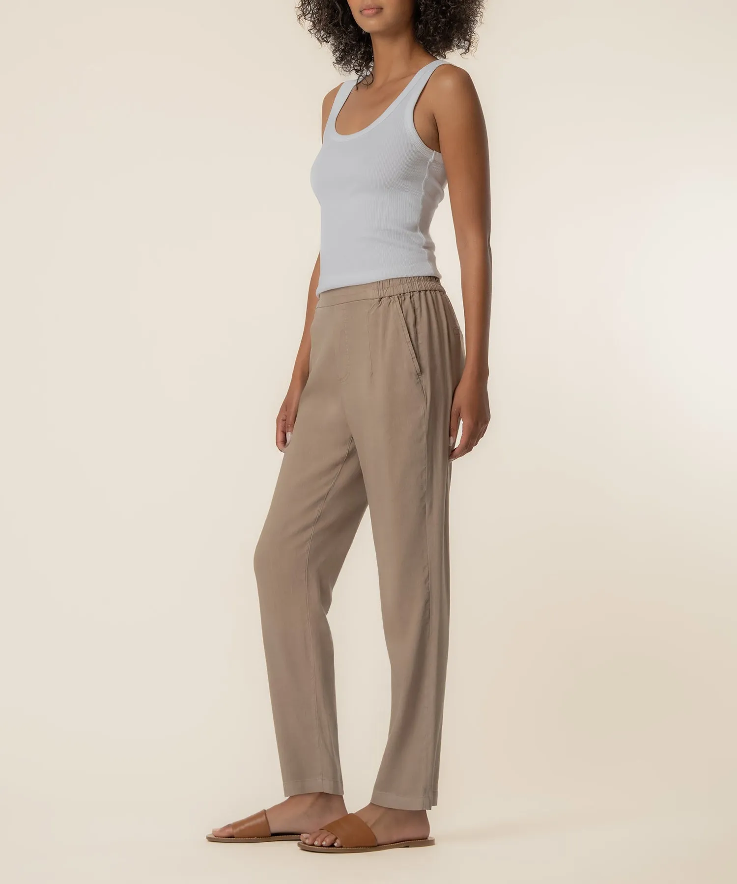 Rosalie Linen Tapered Pant, Petite in Khaki sold by Kut from the Kloth product image thumbnail 2
