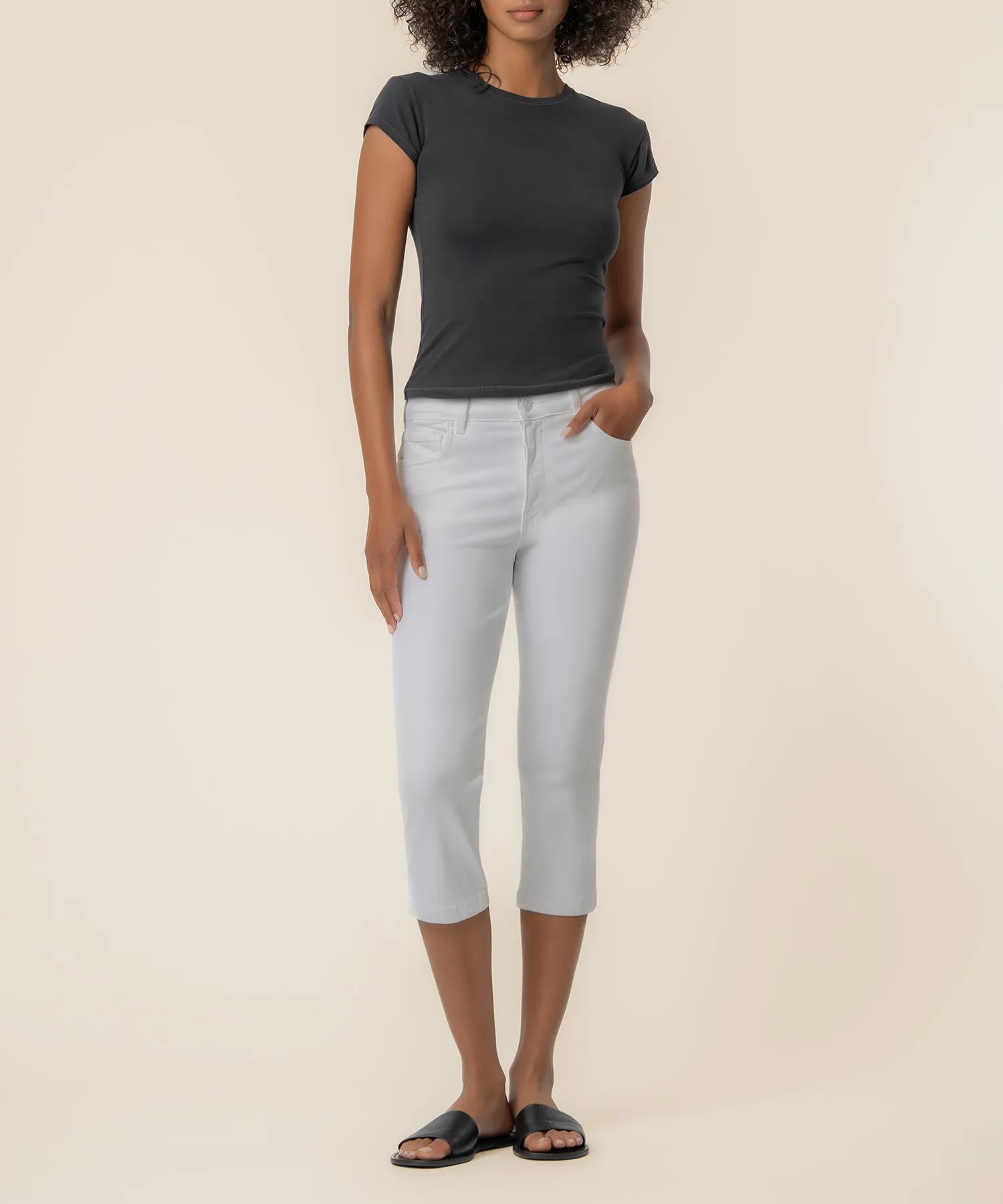 Gigi High Rise Capri, Exclusive in Optic White sold by Kut from the Kloth